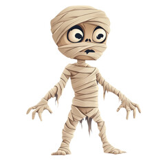 Cartoon mummy character on transparent background