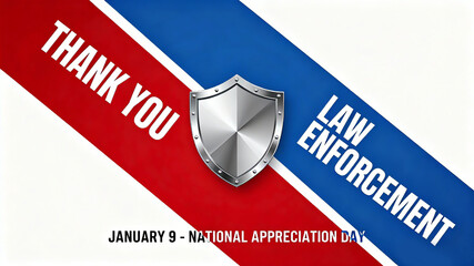 Metal shield and red and blue stripes, law enforcement gratitude, security protection and holiday commemoration, materials for law enforcement department publicity and social welfare activities.
