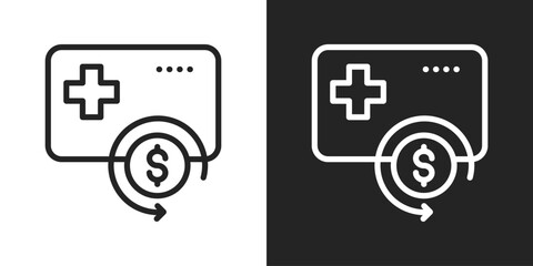 Reimbursement Icon In Line Version On Black And White Background