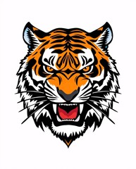 Roaring Tiger Illustration: A vibrant illustration showcasing the fierce essence of a tiger, its expressive features and striking stripes commanding attention.