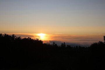 Rising sun in the High Tatras, Tatranska Matliare, Slovakia.