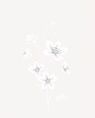 Delicate Floral Arrangement: A minimalist composition showcasing graceful, simple flowers in soft tones, evoking a sense of tranquility and subtle beauty.
