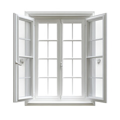 Open white pane windows on transparent background