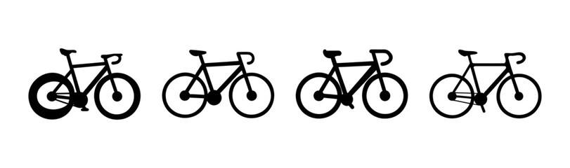 Fototapeta premium Black bicycle icon silhouettes, clean design for transport theme