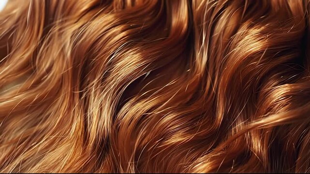Wavy reddish-brown hair with natural highlights and rich texture, flowing beautifully.