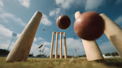 Cricket stumps at absolute moment of first contact, microsecond precision capture, no visible damage yet, tension maximum, bail still resting, anticipation photography, split-second before chaos