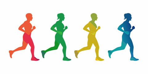 Colorful runners silhouettes in motion for fitness and healthy lifestyle