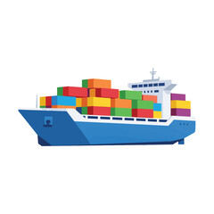 Modern Container Cargo Ship Vector Illustration