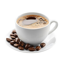 Coffee cup and coffee bean on transparent background