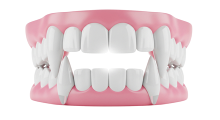 Vampire teeth isolated on transparent background for halloween