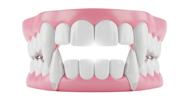 Vampire teeth isolated on transparent background for halloween