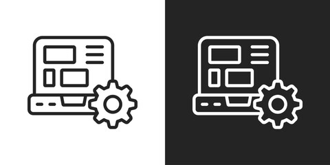 Website Settings Icon In Line Version On Black And White Background