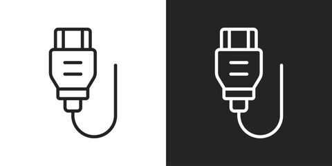 Hdmi Icon In Line Version On Black And White Background