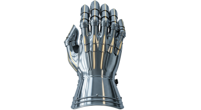 Medieval knight gauntlet isolated on transparent background for armor