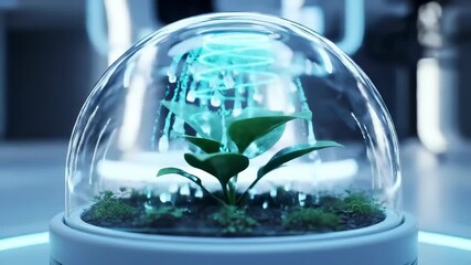 Sustainable Plant Growth: Futuristic Technology Nurtures Nature in a Protective Lab Dome