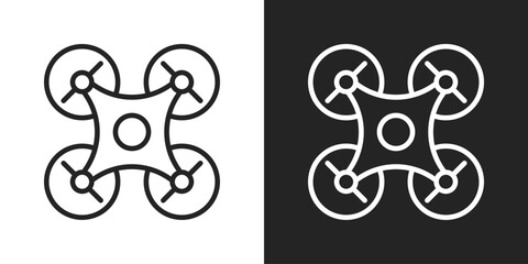 Naklejka premium Drone Tech Icon In Line Version On Black And White Background