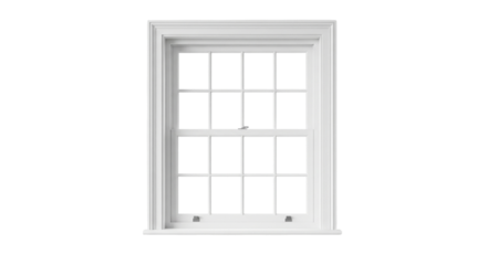 Traditional white sash window isolated on transparent background