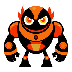 Cartoon robot character with orange and black design