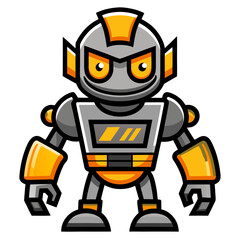 Cute cartoon robot with gray and orange accents