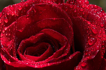 Gouttelettes d'eau sur rose rouge