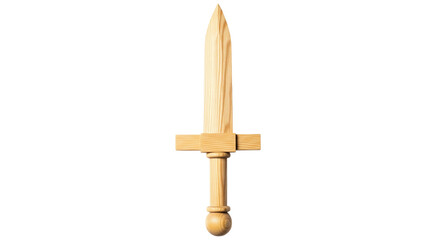 Wooden toy sword isolated on transparent background for children