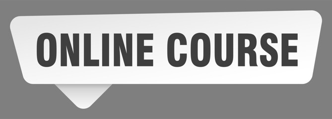 online course sign. online course white sticker isolated on gray background