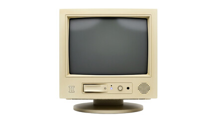 Oldfashioned computer monitor isolated on transparent background