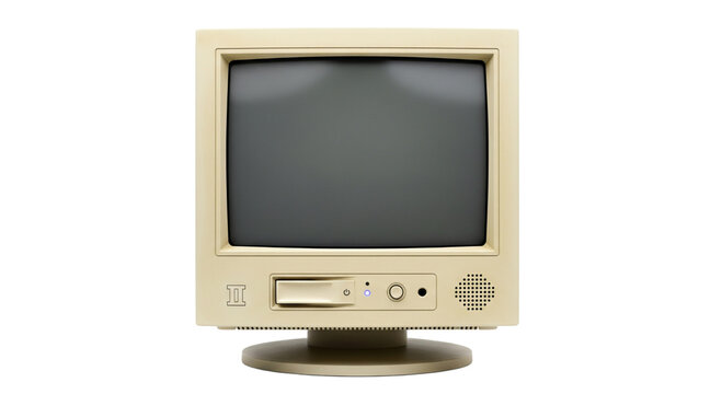 Oldfashioned computer monitor isolated on transparent background