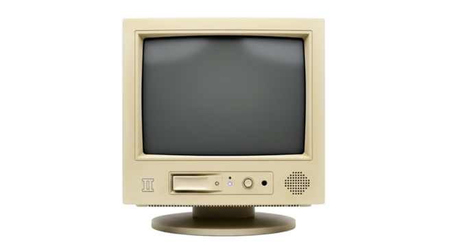 Oldfashioned computer monitor isolated on transparent background
