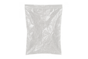 Empty plastic zipper bag, clear resealable storage pouch, transparent plastic packaging for food or items