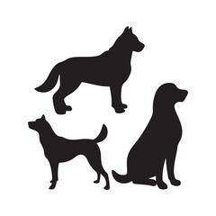 Black dog silhouette vector illustration on a simple white background