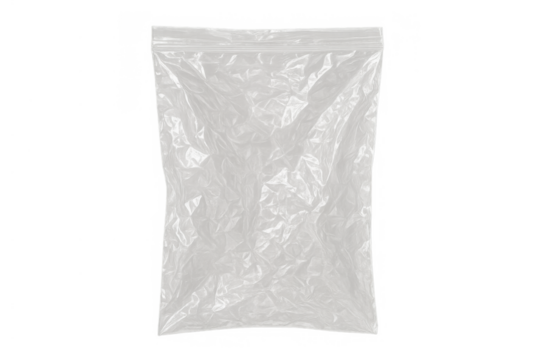 Empty plastic zipper bag, clear resealable storage pouch, transparent plastic packaging for food or items