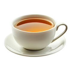 Tea in a white teacup on transparent background