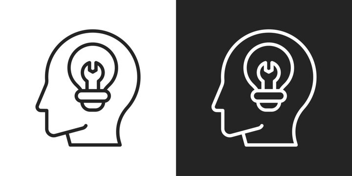 Skill Icon In Line Version On Black And White Background