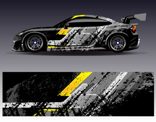 Car wrap design vector. Graphic abstract stripe racing background designs for vehicle, rally, race, adventure and car racing livery