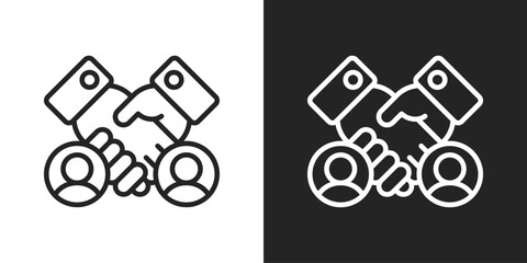 Partnership Icon In Line Version On Black And White Background