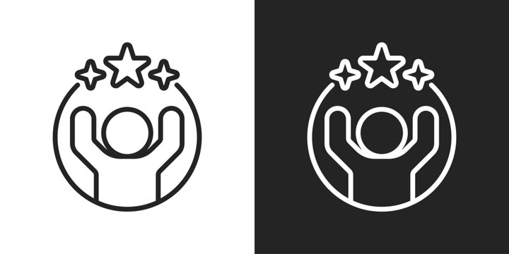 Self confidence Icon In Line Version On Black And White Background