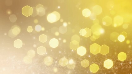A vibrant abstract background with luminous golden hexagonal bokeh lights creating a magical and festive atmosphere for celebrations - Powered by Adobe