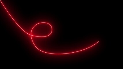 A mesmerizing dance of light unfolds as a vibrant red laser beam gracefully curves and spirals against the stark canvas of a black background, creating an abstract composition - Powered by Adobe