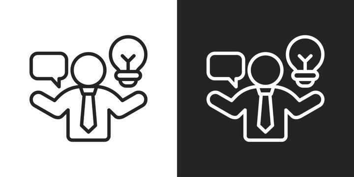 Consultant Icon In Line Version On Black And White Background