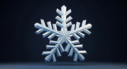 Intricate crystalline snowflake with six delicate arms radiating from a central point against a dark background