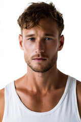 Obraz premium Ultra Handsome Male Model with Striking Blue Eyes and Sculpted Facial Features