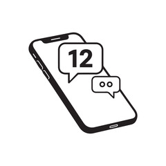 mobile phone icon on white background