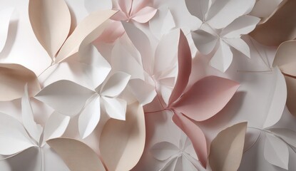 Paper leaves and flowers in pastel colors