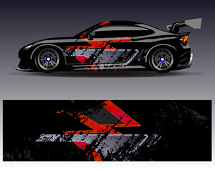 Car wrap design vector. Graphic abstract stripe racing background designs for vehicle, rally, race, adventure and car racing livery