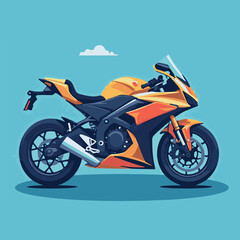 Obraz premium Vector Illustration of Sport Motorcycle in Modern Style with Bold Orange and Black Colors