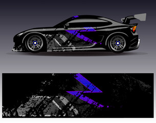 Car wrap design vector. Graphic abstract stripe racing background designs for vehicle, rally, race, adventure and car racing livery