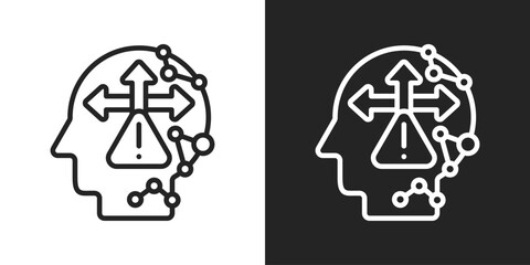 Uncertainty Icon In Line Version On Black And White Background