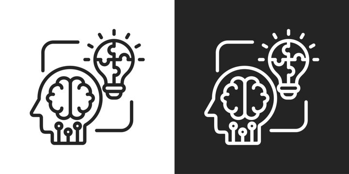 Heuristics Icon In Line Version On Black And White Background