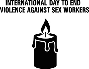 Silhouette illustration of a candle with a flame, marking international day to end violence against sex workers